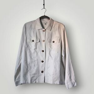 J. Jill Jacket Womens MP White‎ Shacket Button-Front Relaxed Fit Chest Pockets